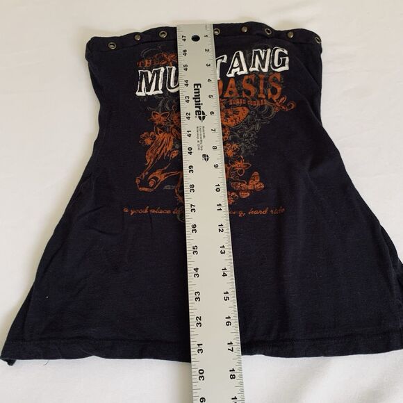 Vintage Y2K Mustang Horse Tube Top Tank Women S Black Butterfly Western Rodeo - Picture 7 of 7